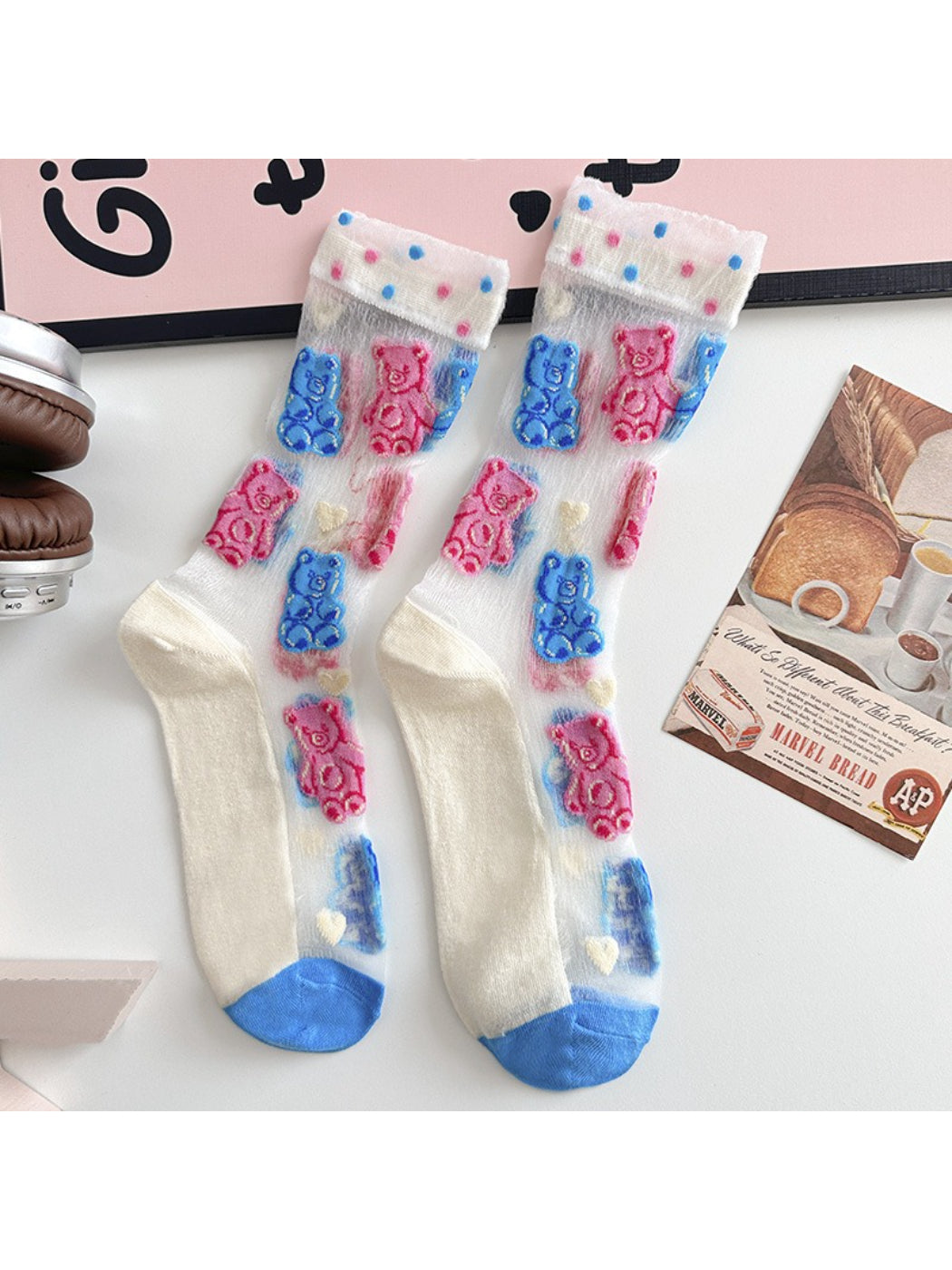 Rufia - Cherry Stripe Sheer Crew Socks product image 7