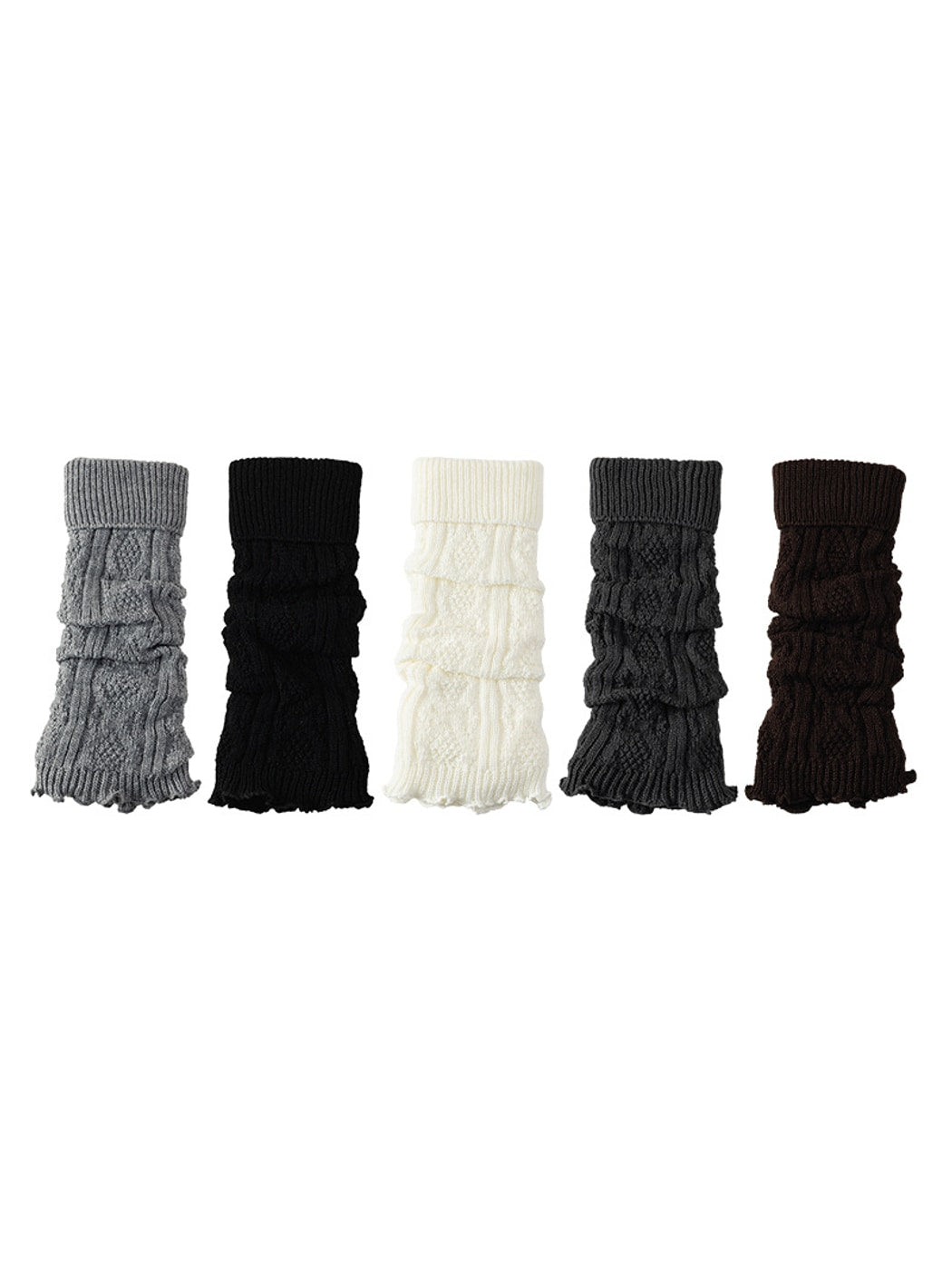 Cozyra - Textured Knit Ruffled Leg Warmers