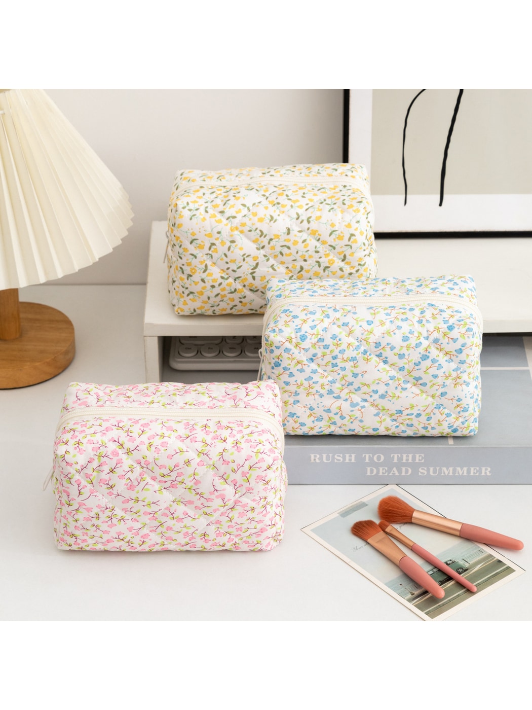Cosbai - Fresh Style Floral Printed Cosmetic Organizer Bag