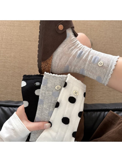 Rufia - Polka Dot Mesh Look Women's Crew Socks