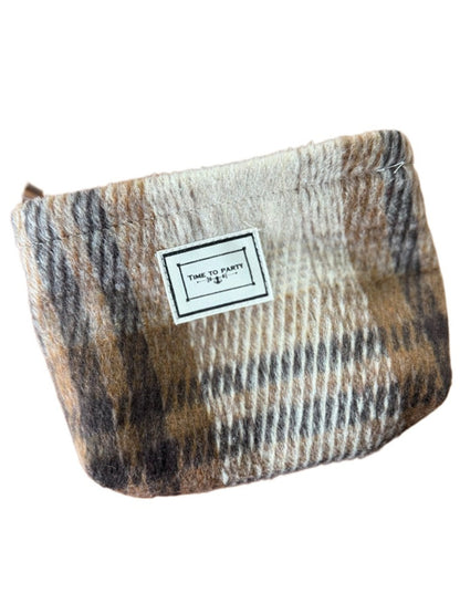 Cosbai - Classic Plaid Small Storage Clutch Bag