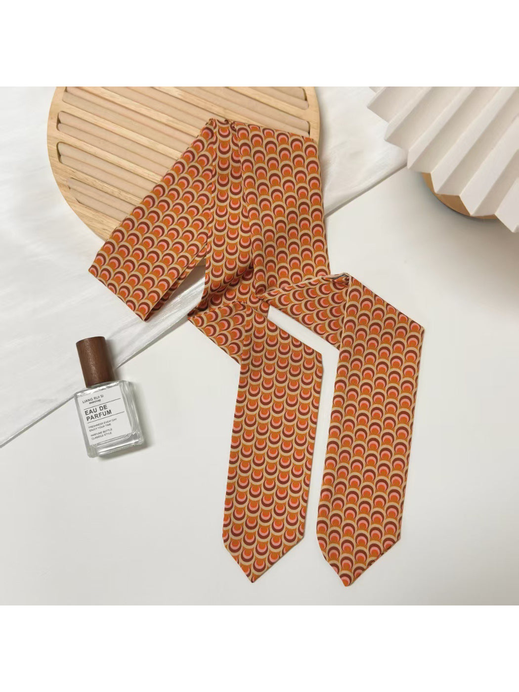 Scarvii Retro Geometric Pattern Skinny Scarf