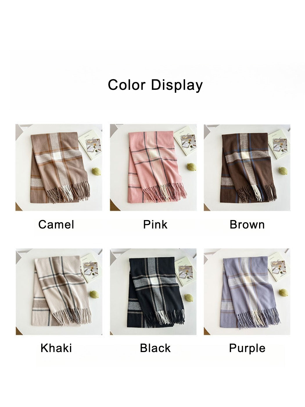 Scarvii - Cozy Plaid Tassel Scarf for Women