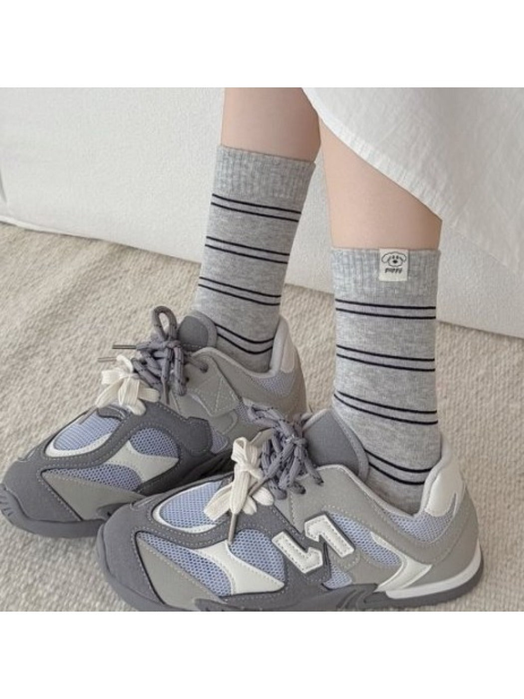 Rufia - Casual Mid-Calf Capsule Socks with Letter & Dog Patterns