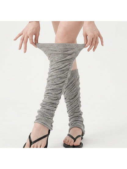 Cozyra - Speckled Ruched Mid-Calf Leg Warmers