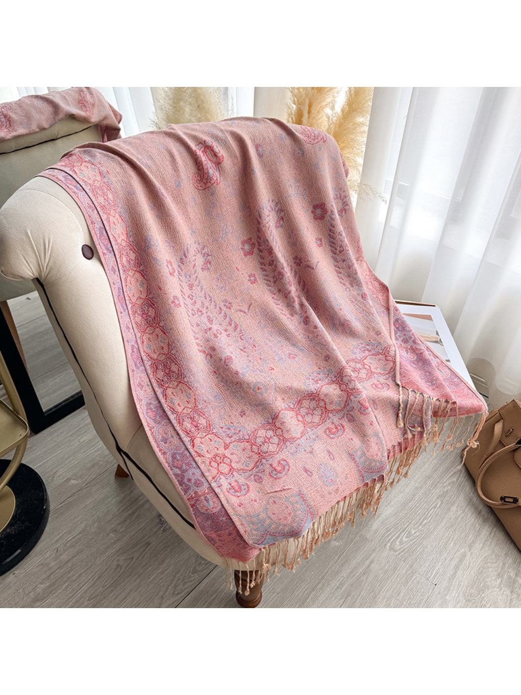 Scarvii - Oversized Paisley Fringe Scarf Shawl