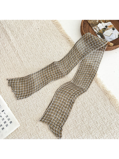 Scarvii - Plaid Sheer Skinny Scarf