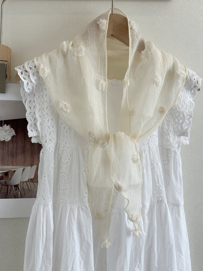Scarvii - Pom Pom Sheer Triangle Scarf