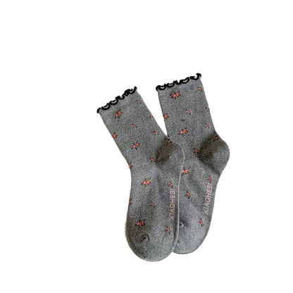 Rufia - Cute Basic Frilly Mid-calf Socks
