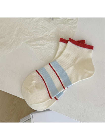 Rufia - Cute Cat Stripe Pattern Ankle Socks