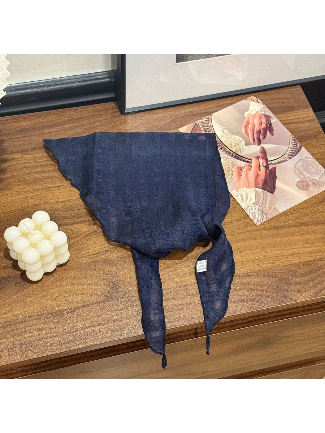 Scarvii - Scalloped Edge Check Triangle Bandana