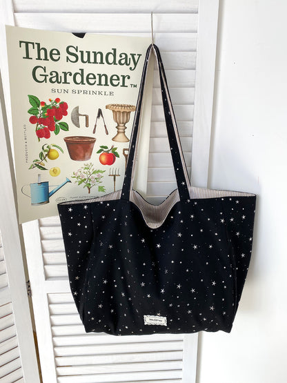 Cosbai Star Print Tote bag with visible stitching and star pattern detail