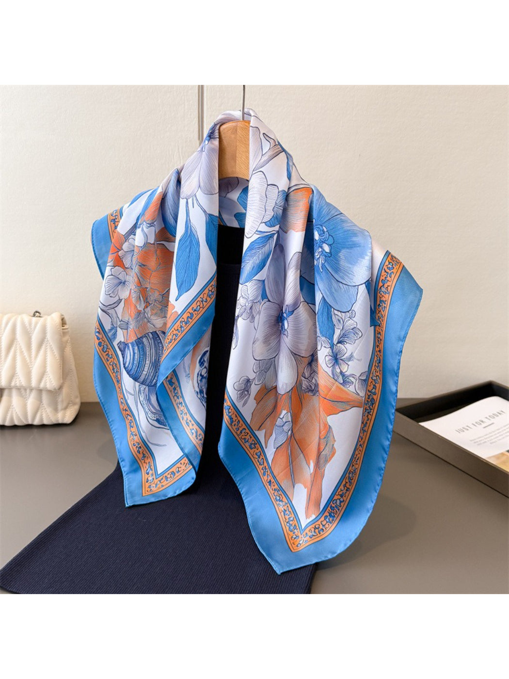 Scarvii - Floral Frame Print Square Scarf