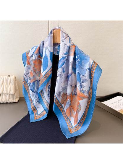 Scarvii - Floral Frame Print Square Scarf