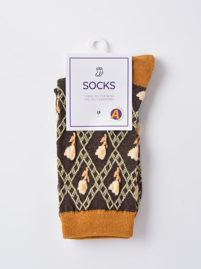 Rufia - Retro Tulip Garden Jacquard Crew Socks