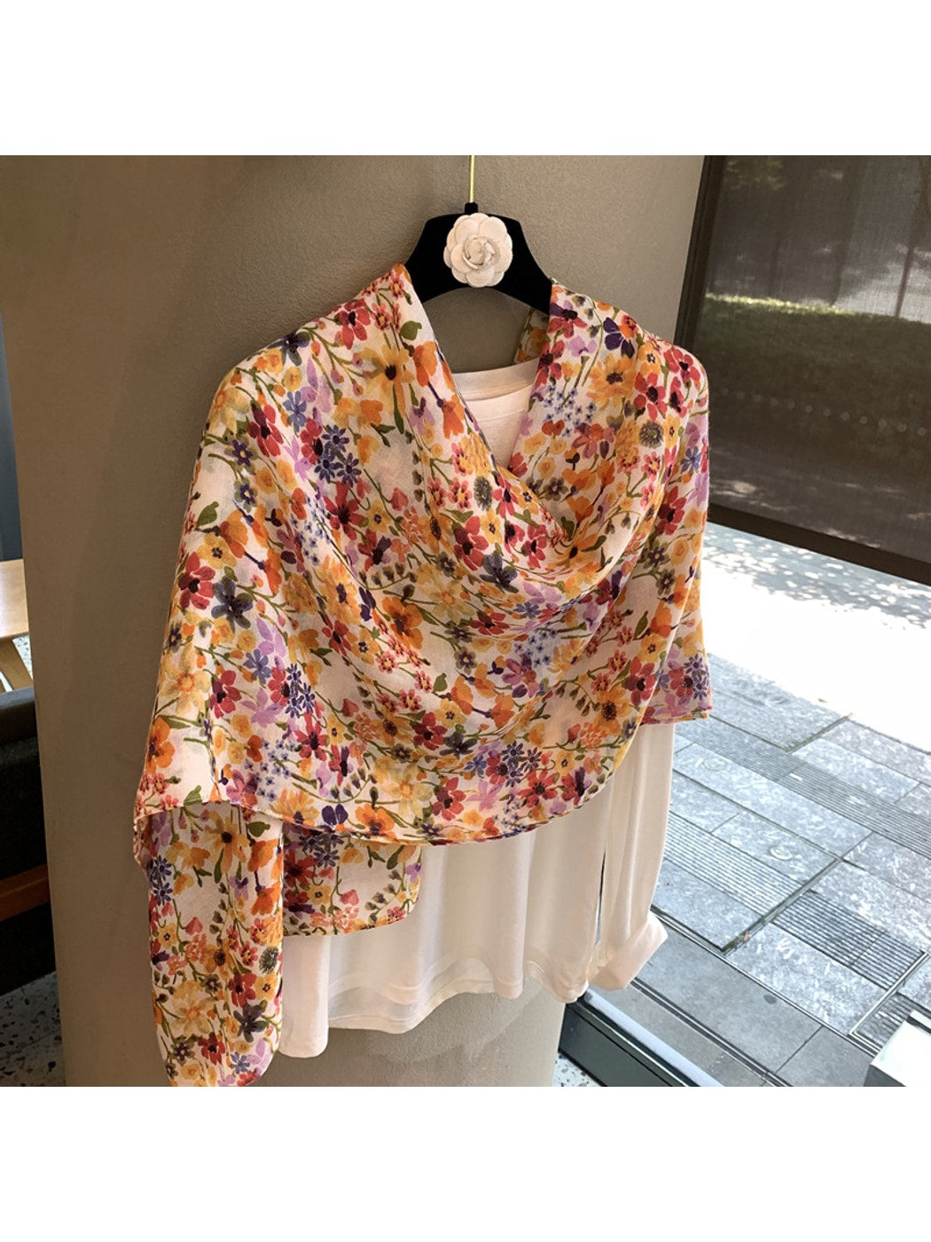 Scarvii - Floral Printed Long Layering Scarf