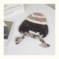 Haila - Striped Plush Knitted Beanie with Ear Flaps