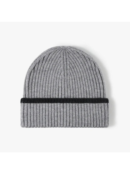 Haila - Contrast Stripe Ribbed Cuffed Knit Beanie