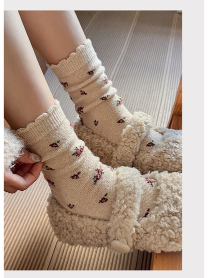 Rufia - Tiny Floral Knit Crew Socks