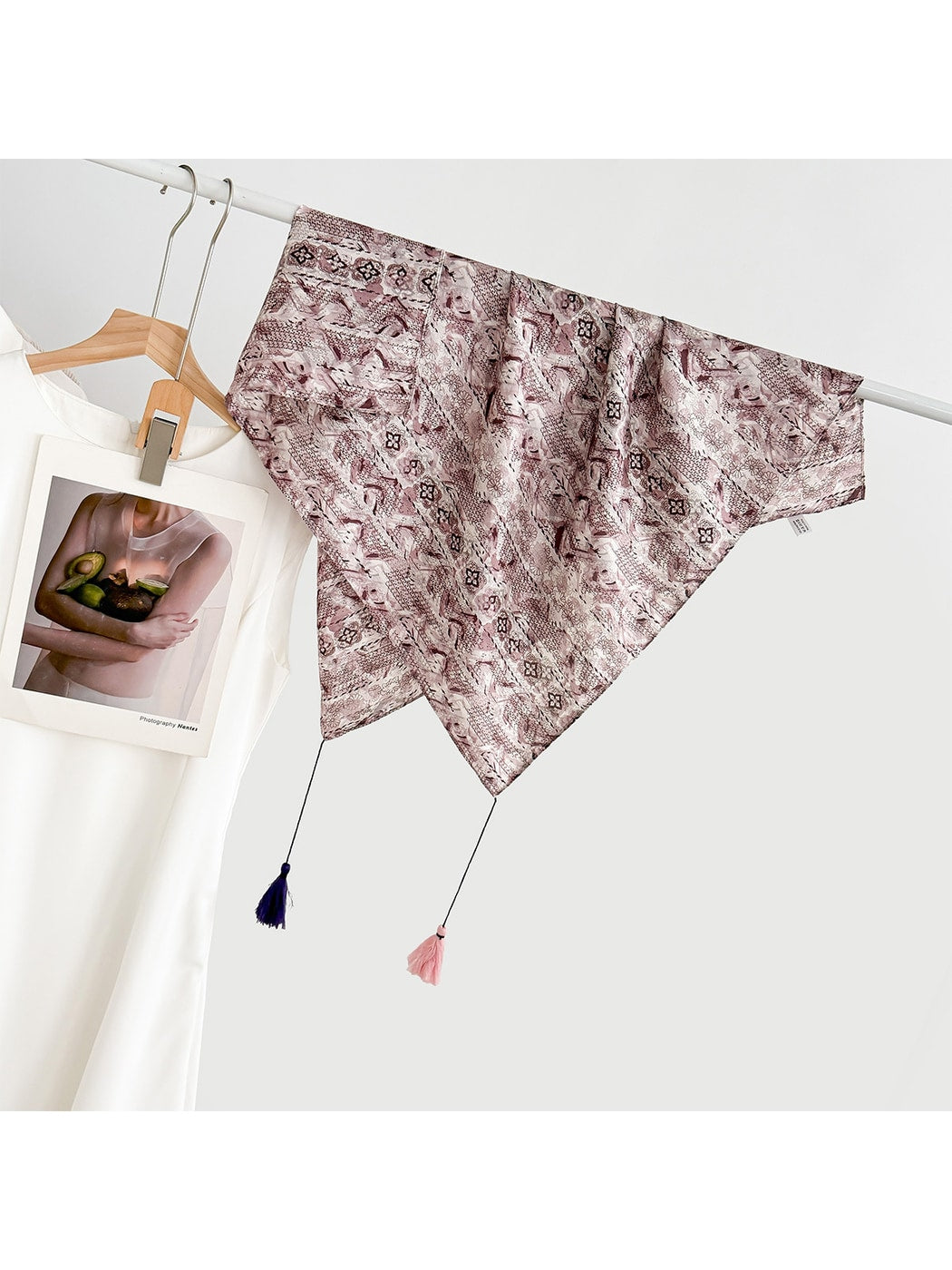 Scarvii - Elegant Print Tassel Square Scarf