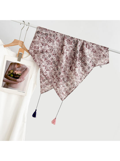 Scarvii - Elegant Print Tassel Square Scarf