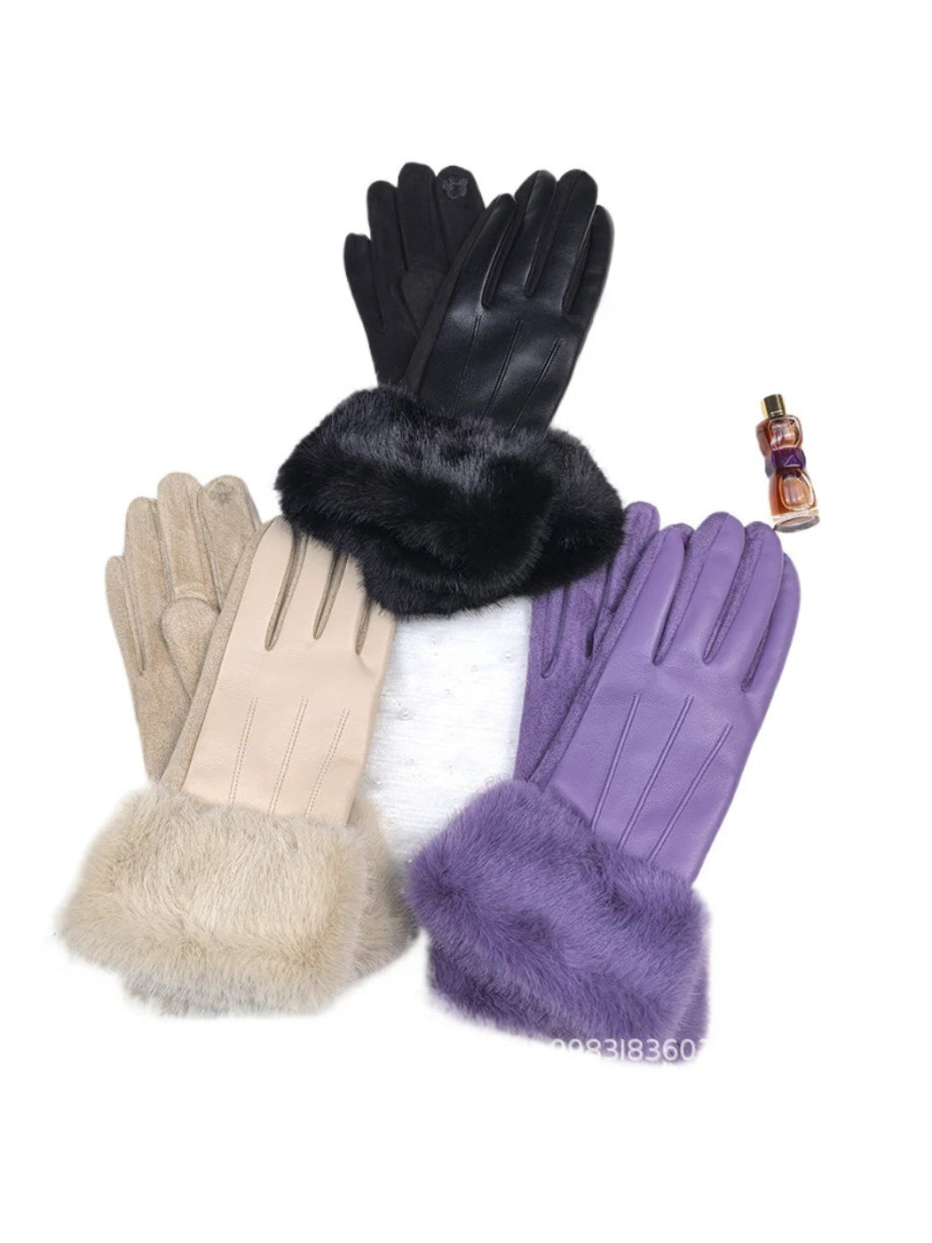 Gloving - Faux Fur Cuff Full Finger Winter Gloves