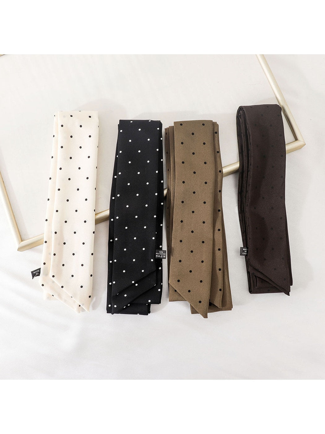 Scarvii - Polka Dot Print Narrow Scarf