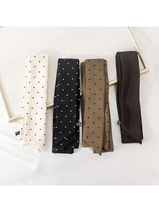 Scarvii - Polka Dot Print Narrow Scarf