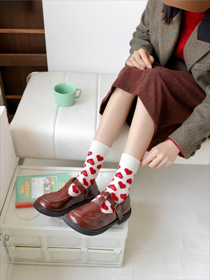 Rufia - Graphic Heart Pattern Crew Socks