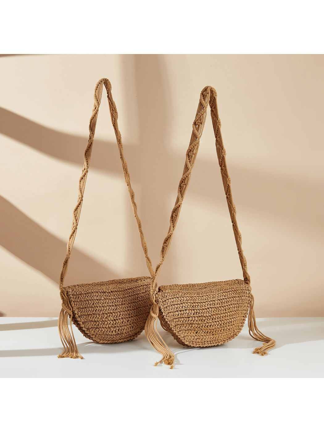 Cosbai - Floral Fringe Straw Crossbody Bag - image 2