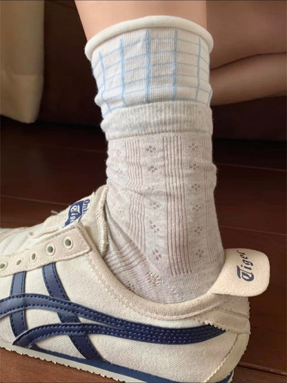 Rufia Ribbed Mesh Floral Mid Calf Socks product image