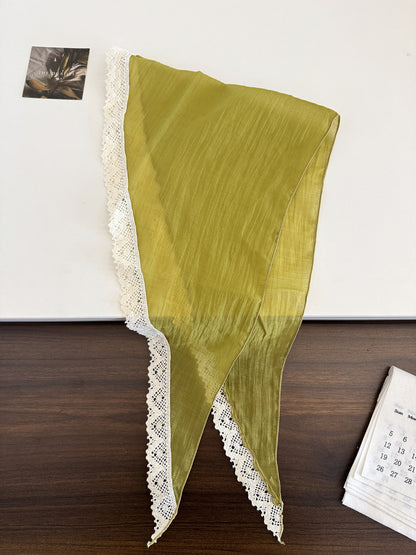 Scarvii - Lace Trim Crinkle Neck Scarf