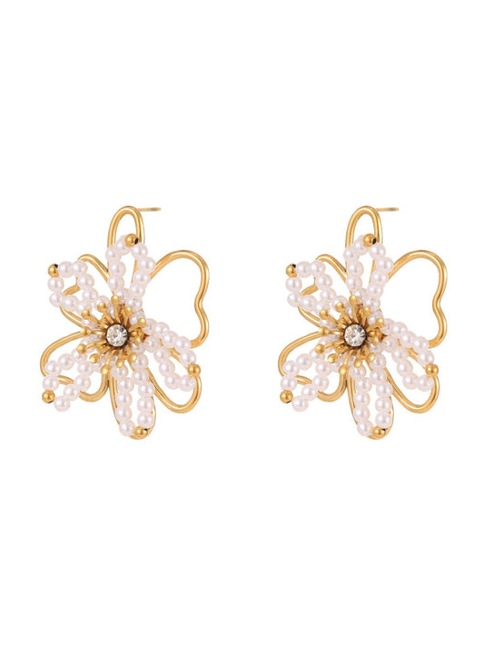 Earwish - Beaded Floral Drop Earrings