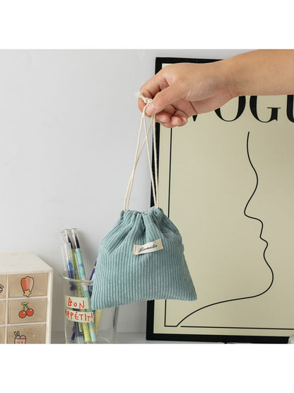 Cosbai - Solid Color Drawstring Coin Pouch Bag