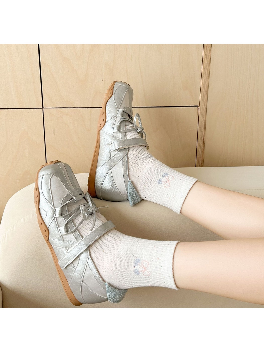 Rufia - Simple Cartoon Pattern Heathered Crew Socks