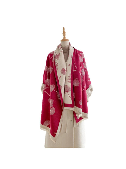 Scarvii Red Dandelion Print Shawl Wrap