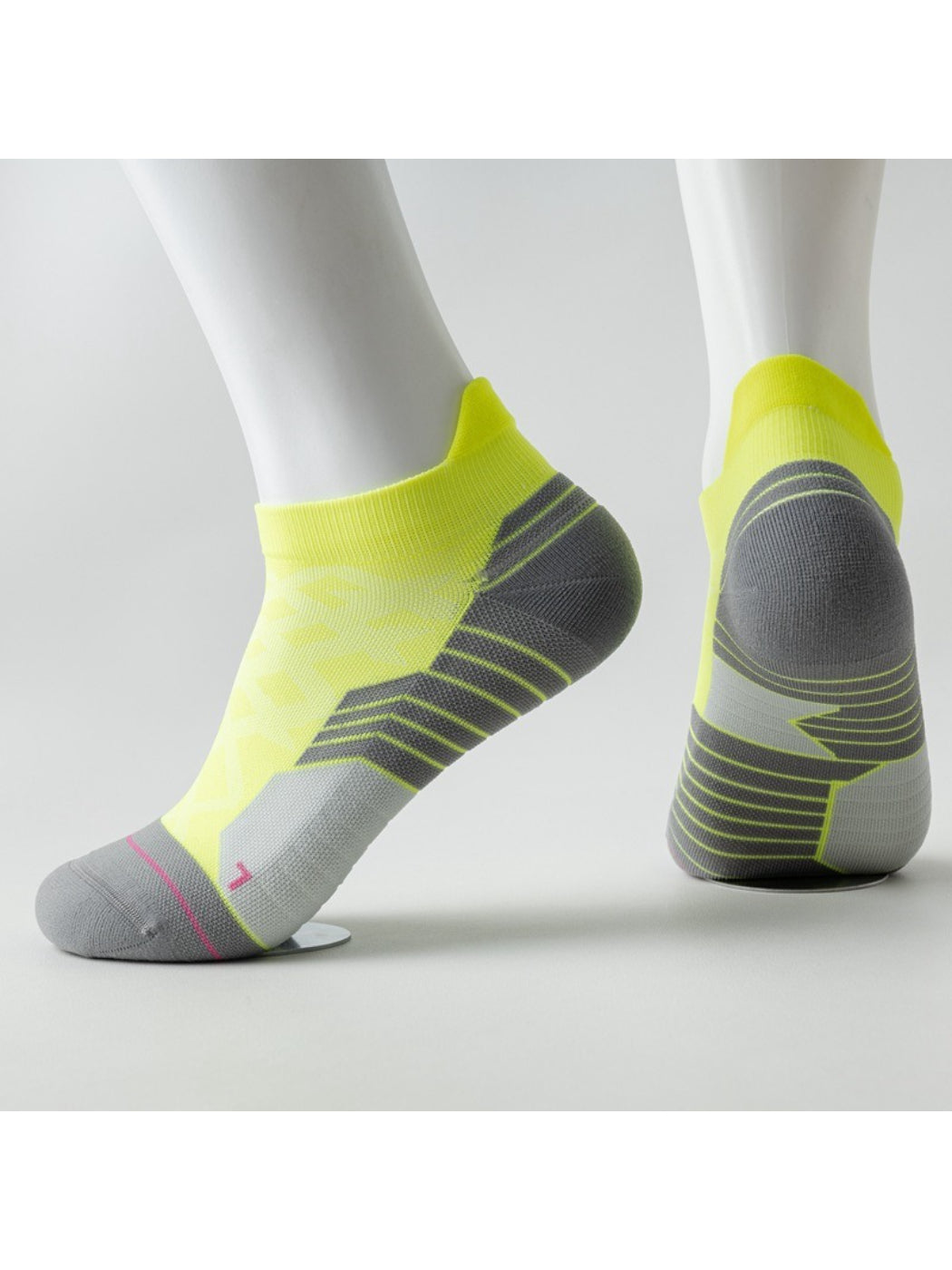 Side view of Rufia Colour Pop low cut sport sock highlighting heel and toe areas