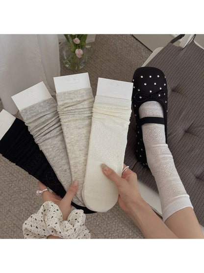 Rufia - Pointelle Knit Crew Socks for Everyday Wear