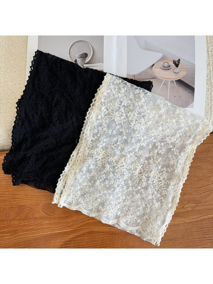 Scarvii - Floral Lace Scalloped Edge Scarf