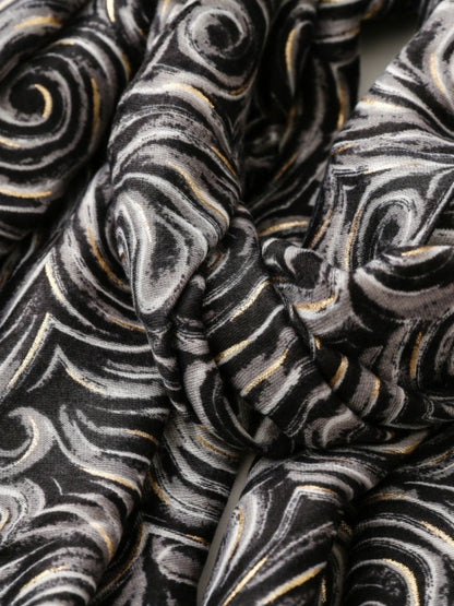 Scarvii - Classic Scarf & Shawl with Gold Foil Wavy Pattern