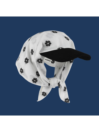 Haila - Embroidered Floral Curved Brim Headscarf Cap