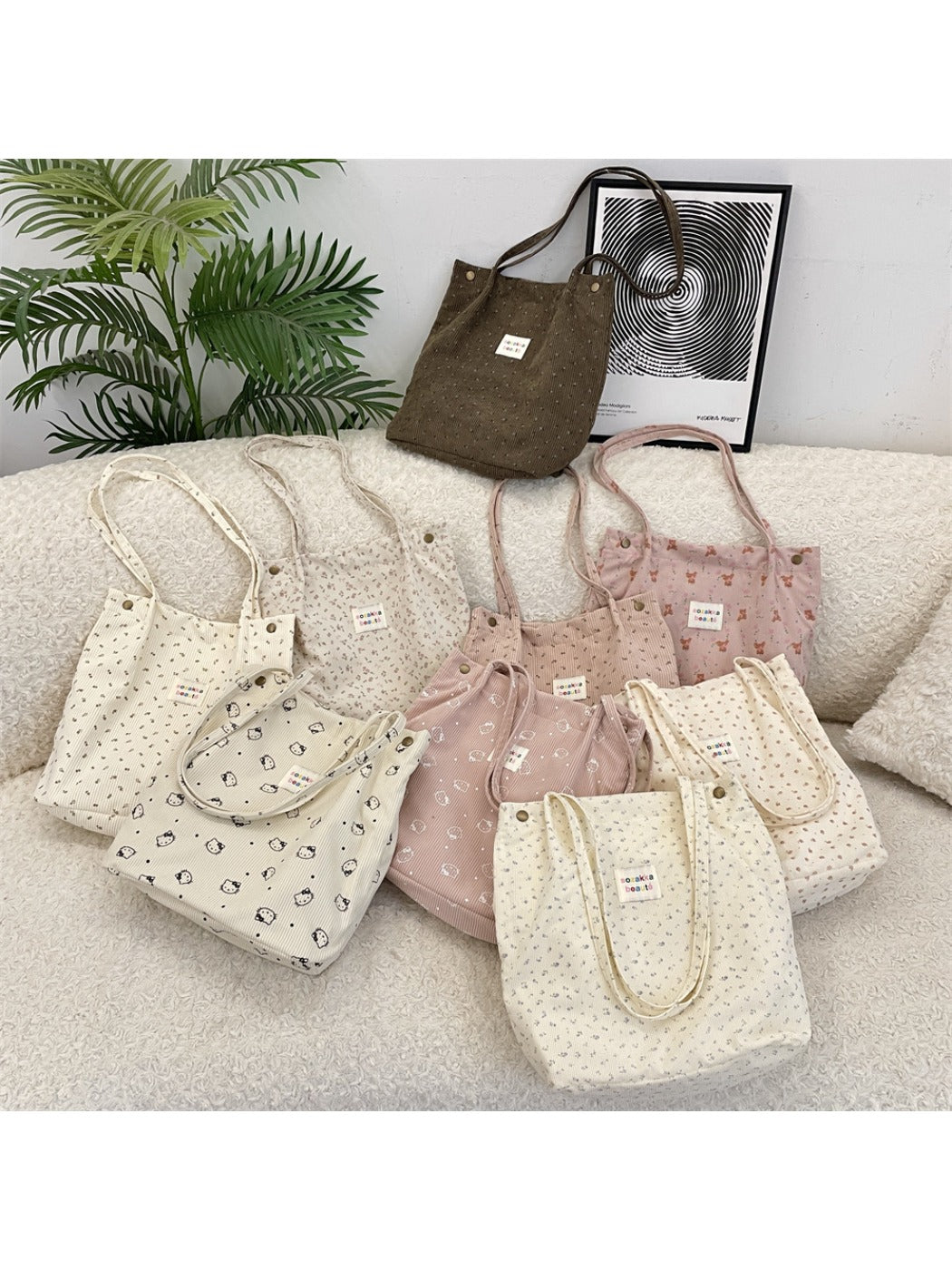 Cosbai - Floral Print Tote Shoulder Bag