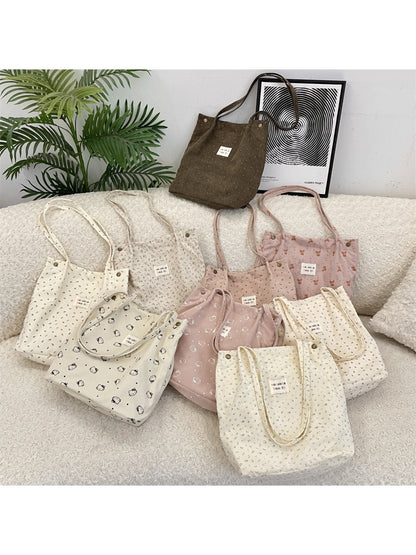 Cosbai - Floral Print Tote Shoulder Bag