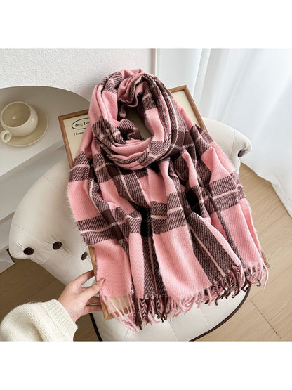 Scarvii - Classic Plaid Tassel Winter Wrap Scarf