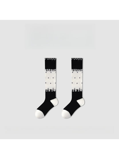 Rufia - Preppy Patchwork Pattern Crew Socks