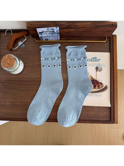 Rufia - Heart & Bow Pattern Crew Socks
