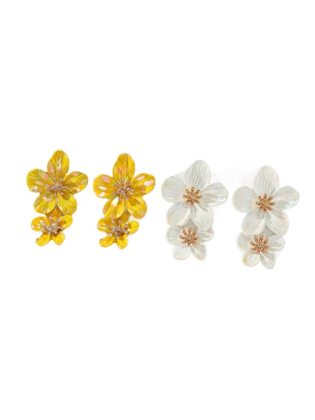 Earwish - Double Layer Flower Ear Studs - Minimalist & Elegant