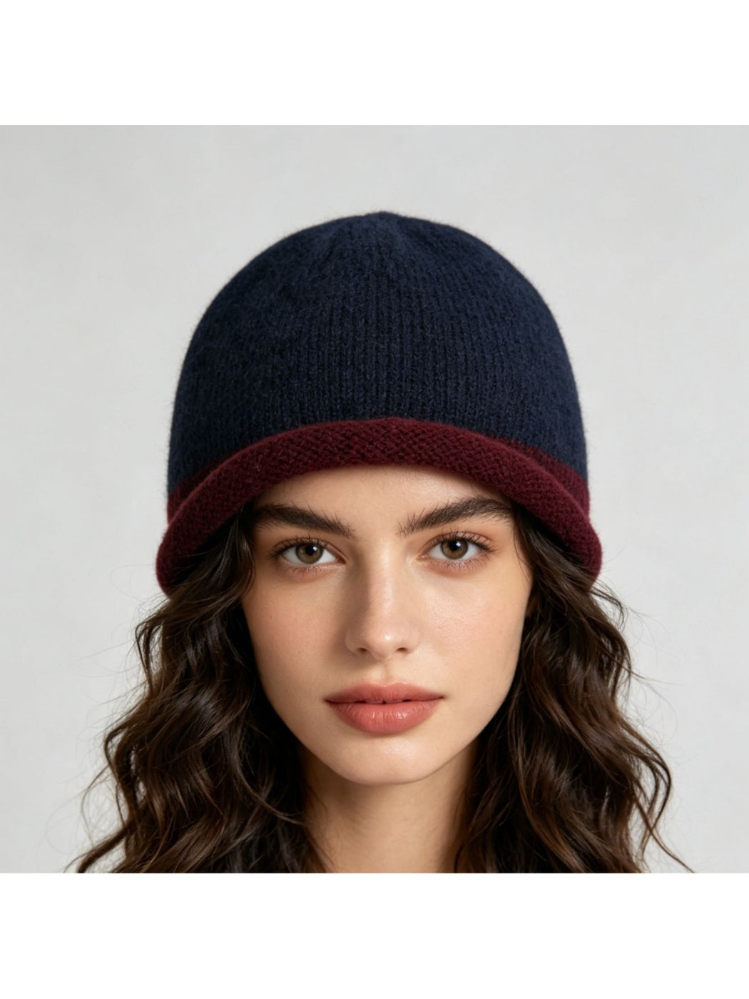 Haila - Contrast Trim Rolled Edge Knit Beanie