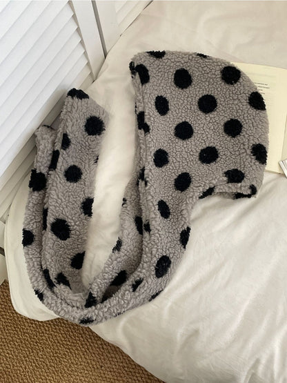 Haila Polka Dot Earflap Hat showing dot pattern