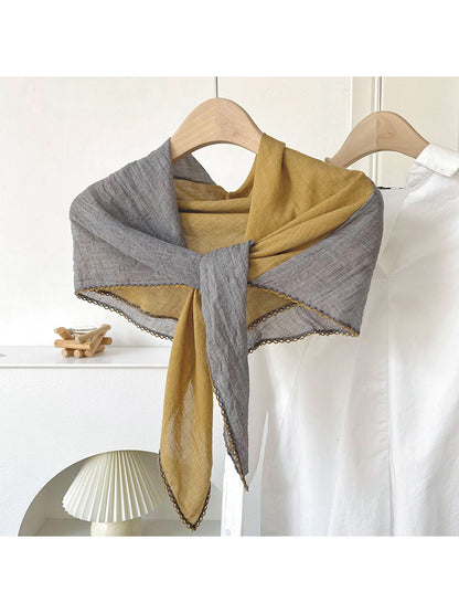 Scarvii - Contrast Trim Plain Weave Diamond-shaped Scarf